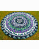 Tapis de méditation mandala rond (2 coloris au choix)-Tapis de méditation-vert violet-Pause Karma