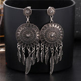 Boucles d'oreilles capteur de rêves vintage--Pause Karma