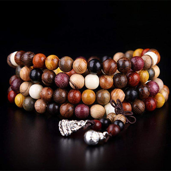 Bracelet chapelet perles en bois avec Bouddha (2 formats disponibles)-Bracelet-Pause Karma
