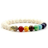 Bracelet des 7 chakras (existe en 8 coloris)-Bracelet-blanc avec bouddha-Pause Karma