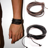 Bracelet en cuir noir ou marron (existe en 2 coloris)-Bracelet-marron-Pause Karma
