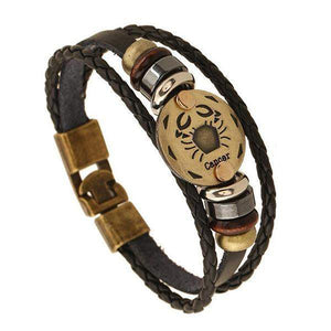 Bracelet en cuir tissé signe du zodiaque : Cancer (du 22 juin au 22 juillet)-Bracelet-Pause Karma