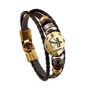 Bracelet en cuir tissé signe du zodiaque : Sagittaire (du 23 novembre au 21 décembre)-Bracelet-Pause Karma