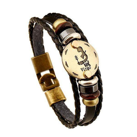 Bracelet en cuir tissé signe du zodiaque : Vierge (du 23 août au 22 septembre)-Bracelet-Pause Karma