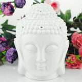 Brûle-parfum tête de bouddha en céramique (2 coloris au choix)-Figurine-blanc-Pause Karma