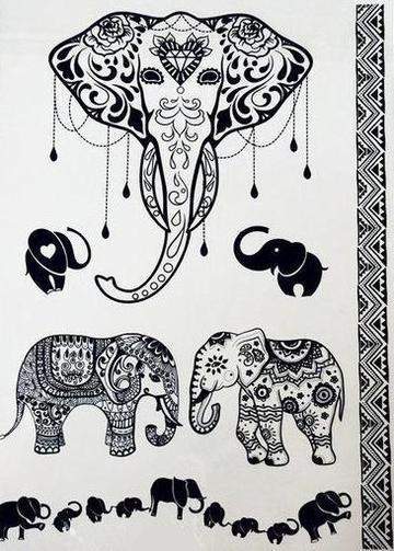 Tatouages temporaires monochromes éléphants-Tatouages-Pause Karma
